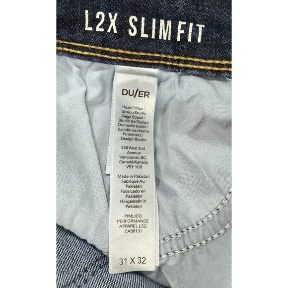 DUER Jeans Mens L2X Coolmax Performance Stretch Denim Size 31x31 Slim Fit - Picture 10 of 12